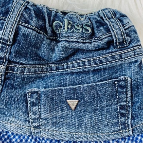 Guess Denim Jean Skirt Gingham Check Ruffle Peplum size 6 Girls Chambray - Picture 4 of 5
